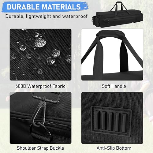 Disc Golf Storage Bag Durable Large Capacity with Dividers and Multi Side Pockets, Black - style: 34.5 X 10.2 X 10.2 Inch
