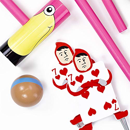 Queen of Hearts Flamingo Croquet - Alice in Wonderland Themed Croquet set for adults for kids. 4 Player wooden croquet set by Professor Puzzle.