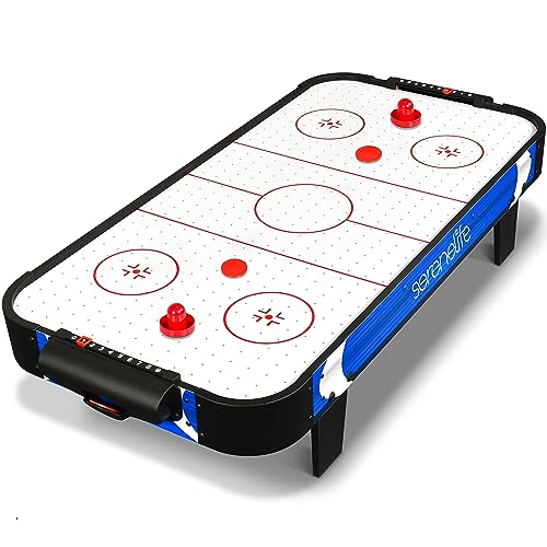 SereneLife 40" Air Hockey Game Tabletop, w/Fastest Game Play Upgraded 110v Motor, Built-in Score Tracker & Puck Dispenser, Accessories