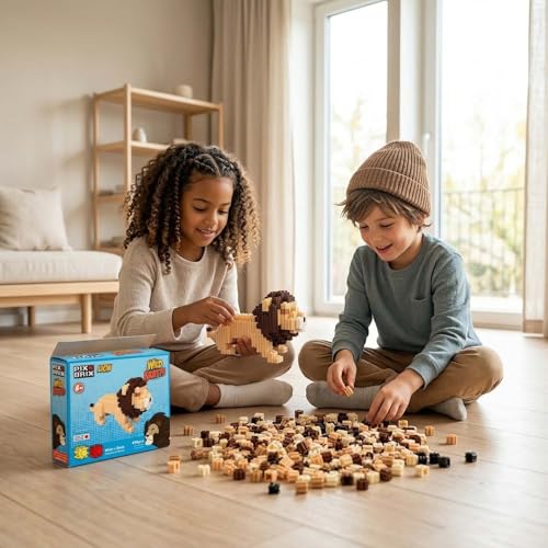 Pix Brix - Wild Kratts Toy Pixel Art Kit - Lion, 498 Pieces - Patented Slide + Stack Pixel Puzzle Building Bricks, Build & Collect Wild Kratts Animals - Stem Toys, Ages 6 Plus - style: Lion