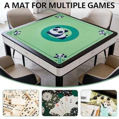 Mahjong Mat for Table,CUFURNIX 31.5''x31.5'' Non-Slip & Noise Reduction Mahjong Mat with Rules,Mah Jongg Gift with Carrying Bag for Poker,Board Games,Dominoes,Cards & Tile Games (Green) - color: Green