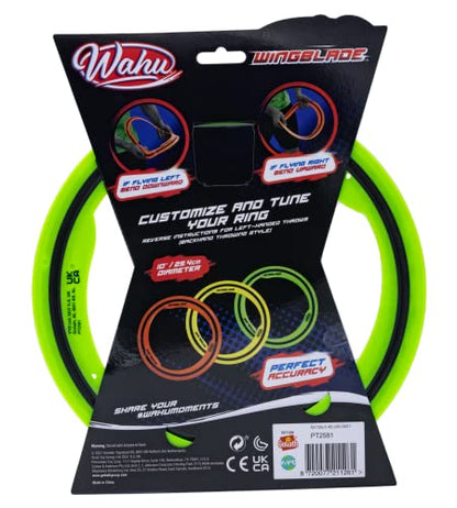 Wahu WingBlade Aerodynamic Flying Disc Throw and Catch Toy, 10" Outdoor Soft Rubber Frisbee Disc, Flies up to 750', Green - color: Green