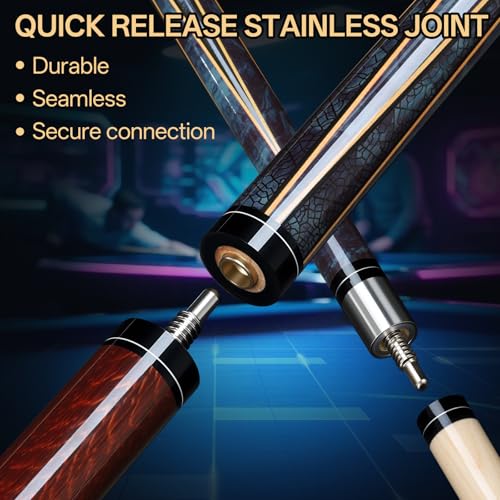 2 in 1 Heavy Break Jump Cue: 3-Piece Break Cue Pool Stick 58 Inch 14mm Pro Tips Fas-Grade Maple Wood Jump&Break Pool Cue Sticks