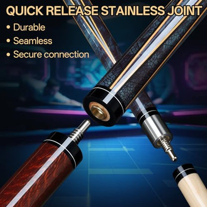 2 in 1 Heavy Break Jump Cue: 3-Piece Break Cue Pool Stick 58 Inch 14mm Pro Tips Fas-Grade Maple Wood Jump&Break Pool Cue Sticks