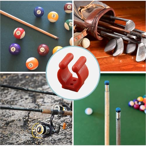 12 PCS Fishing Rod Clips, Wall Mount Fishing Pole Holder Clips for 0.66" to 0.95" Poles, Pool Cue Holder Storage Rack Replacement (Red) - color: Red