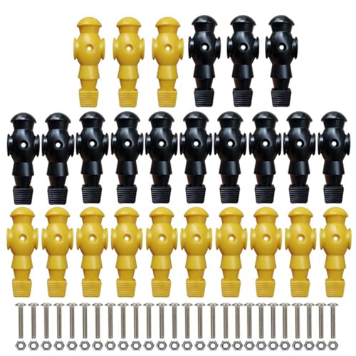 26Pcs Table Foosball Men Replacement Football Men Soccer Games Player Figure 107mm Height 16mm Side Hole Foosball Player - color: Black and yellow, size: With screws