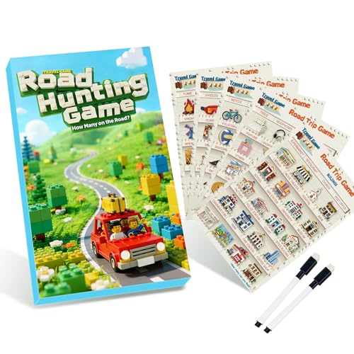 Road Trip Hunting Game for Kids and Family | Travel Bingo Cards, Multiple Categories, Educational Car Journey Entertainment, Fruits, Sports, Road Signs, Animals