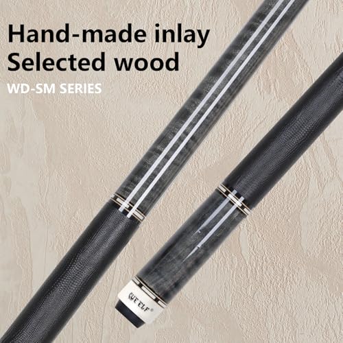CUEELF Pool Cue Stick Low Deflection Hand-Made Inlay Billiard Cue 58'' Professional Billiard Pool Cue Stick for Adults-12.5mm Tip,3/8 * 8 Joint - color: WD-SM-HB-HUI