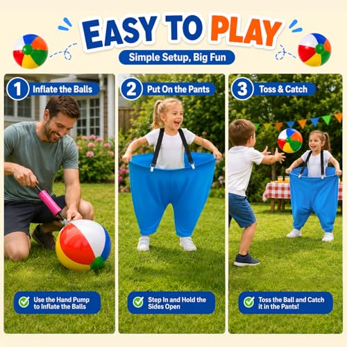 Granny Pants Yard Game for Adults and Kids, Big Pants Ball Catch Game with 2 Giant Pants, Balls, Pumps & Storage Bag, Outdoor Tossing Games for Birthday Party, Backyard Party, Family Reunion - size: Small for Kids-2PCS