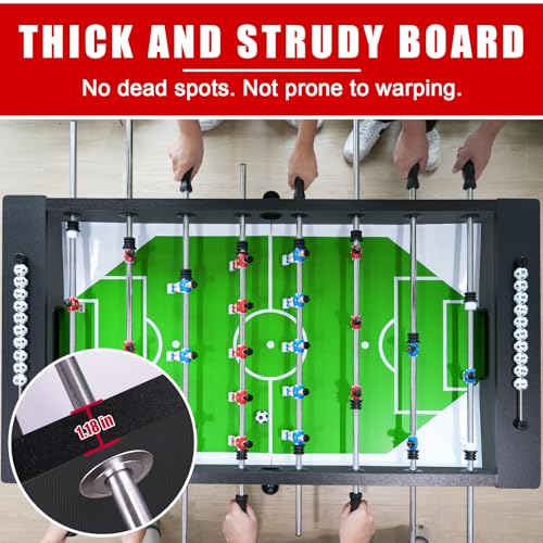 Full Size Foosball Table, Table Soccer Set with 2 Footballs, Score Keeper, Solid and Sturdy Legs, Football Table for Home, Family
