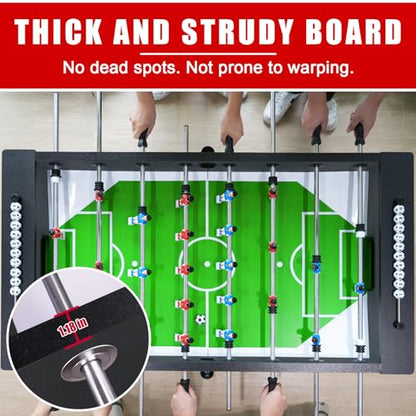 Full Size Foosball Table, Table Soccer Set with 2 Footballs, Score Keeper, Solid and Sturdy Legs, Football Table for Home, Family