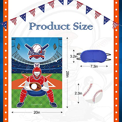 JOARHONAL Pin the Baseball on the Glove - Baseball Party Games for Kids 20" x 28" Baseball Game Poster with 24 Reusable Stickers Sport Themed Birthday Party Favor Sets - style: Baseball