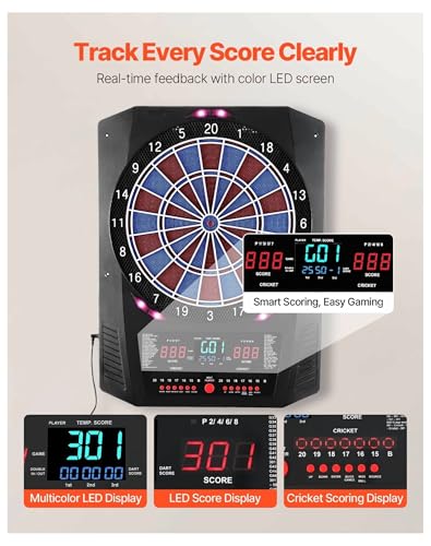Electronic Dart Board, 13.5" Target Dartboard with 45 Games, 8 Players, LED Scoring, 6 Darts & 50 Tips - Home, Party, Bar Game