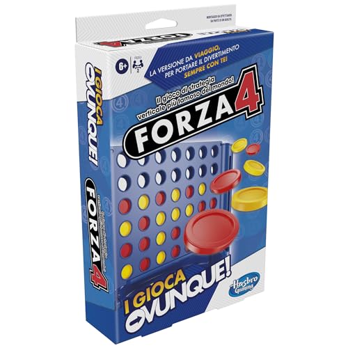 Hasbro Gaming Forza 4, I Play Anywhere, Portable Game, Travel Board Games for Children and Girls Ages 6 and up, Vertical Strategy Toy for 2 Players
