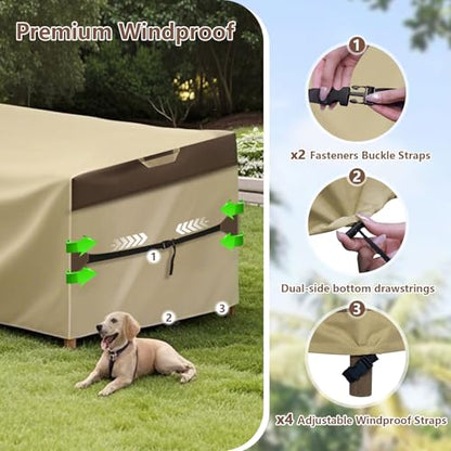 RICHIE Outdoor Patio Furniture Cover - Heavy Duty Waterproof 600D Tough Canvas Protector for Square Table Cover, All-Season Dining Table and Chair Cover (54L x 54W x 28H Inch) - size: Square-54"(L)x54"(W)
