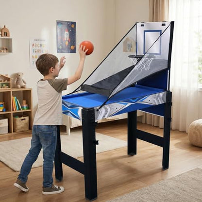 5-in-1 Multi Game Combination Table Set Table Tennis Table, Pool Table, Archery, Slide Hockey, Basketball Shooting for Family Parent-Child Interactive Game Table for Kids