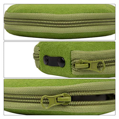 ELEZAY Small CD Case Round Felt 20 Capacity CDs Storage Wallet DVD Disc Holder,Olive Green - color: C-Olive