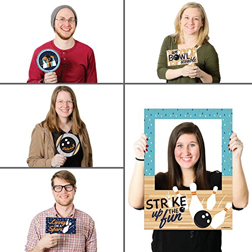 Big Dot of Happiness Strike Up The Fun - Bowling - Birthday Party or Baby Shower Selfie Photo Booth Picture Frame and Props - Printed on Sturdy Material