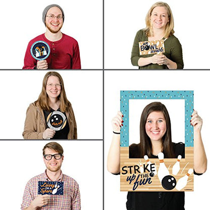Big Dot of Happiness Strike Up The Fun - Bowling - Birthday Party or Baby Shower Selfie Photo Booth Picture Frame and Props - Printed on Sturdy Material