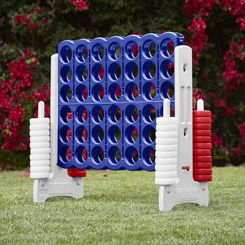 ECR4Kids Jumbo 4-to-Score Giant Game with 42 Rings and Reset Sliders, Kids Games, Red/White/Blue - color: Red/White/Blue
