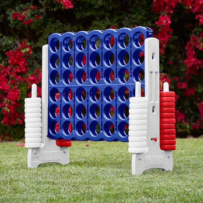 ECR4Kids Jumbo 4-to-Score Giant Game with 42 Rings and Reset Sliders, Kids Games, Red/White/Blue - color: Red/White/Blue