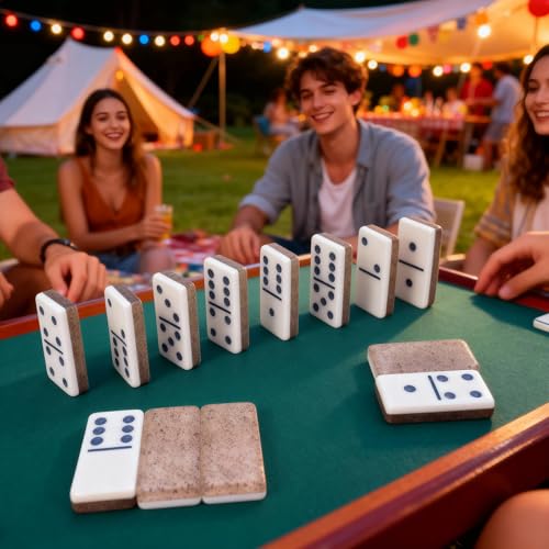 IDTQ Transparent Black Dominoes Set for Adults - Classic Double 6 Dominoes with 28 Tiles - Sleek Dark Tones Board Game for Game Nights & Gifts - color: Black