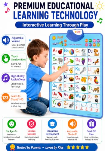 Just Smarty Interactive Alphabet Wall Chart, Blue | ABCs & 123s Learning for Toddlers 1-5, Educational Gift for Ages 1-5, Speech Therapy, Autism Toys - style: ABCs and 123s - Blue