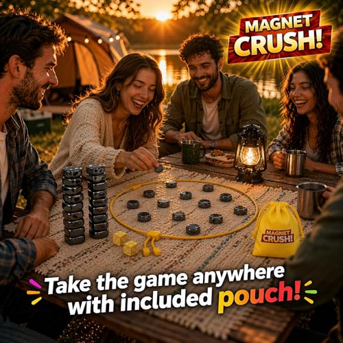 Magnet Crush Magnetic Strategy Board Game for Kids & Adults, Fun Tabletop Magnet Placement Game, STEM Educational Toy, Family Party Game, Travel Game, Puzzle Brain Teaser, Gift for Ages 9+ - color: Yellow