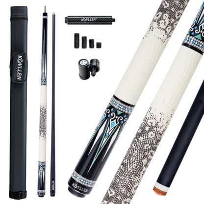 KONLLEN Carbon Fiber Pool Cue Stick 58-inch Professional Pool Sticks for Adults Full Carbon Technology Low Deflection Pool Cue Billiard Cues with 12.5mm Tip (Easy to Control, Pro Taper, Ultra-Smooth) - color: 003 white