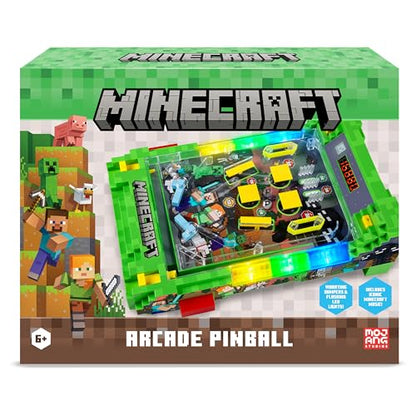 Minecraft: Arcade Pinball - Overworld - Lights & Sounds Tabletop Game, LED Scoreboard, Vibrating Bumpers, Gutter Detection, Licensed, Adults & Kids 6+