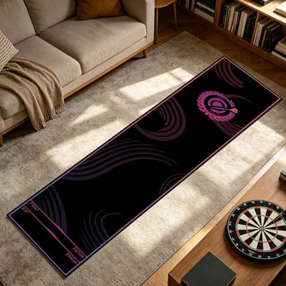 Dart Board Mat for Floor, 34x300cm Anti-Slip Crystal Velvet with Throw Line, Protective Dart Rug, Darts Distance Mat, for Leisure Area Game Room Recreation Center Office Break Room - color: Pink