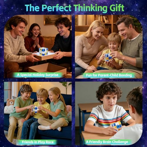 3D Rolling Ball Maze Cube, Large Labyrinth 3D Puzzle Marble Maze Cube, Brain Teaser Game, Educational Learning Sensory Toys Gift for 3+ Age Kids Adults, Logical Thinking, Family Board Games Blue 2.7"