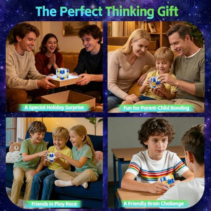 3D Rolling Ball Maze Cube, Large Labyrinth 3D Puzzle Marble Maze Cube, Brain Teaser Game, Educational Learning Sensory Toys Gift for 3+ Age Kids Adults, Logical Thinking, Family Board Games Blue 2.7"
