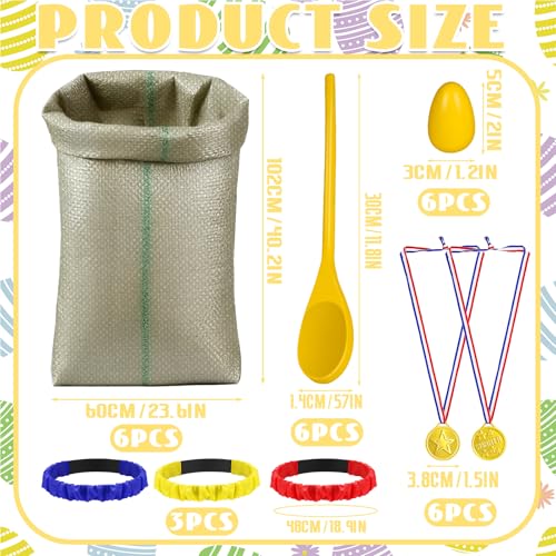 Potato Sack Race Bags Outdoor Games Potato Sack Race Bags 3 Legged Race Bands for Easter Activity Medals Straps Wooden Spoon Hunt Party Supplies
