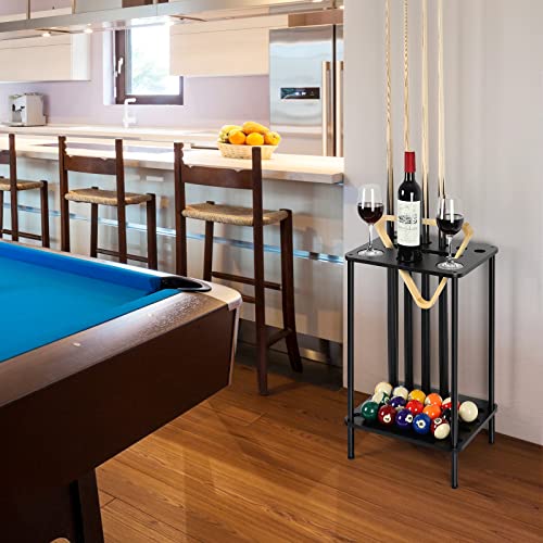 smusei Pool Stick Holder Pool Cue Holder Pool Cue Stick Rack Floor Stand Billiard Stick Holder Pool Table Accessories for Billiard Room Game Room Club Holds 6 Cues, Black