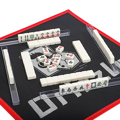 drizzle White Travel Mini Mahjong Set 20mm with Instructions - Portable 146 Tiles - for Beginners with 4PCS Racks 2 Pounds - Chinese Mah-Jong Game 麻将 - size: White