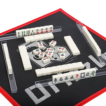 drizzle White Travel Mini Mahjong Set 20mm with Instructions - Portable 146 Tiles - for Beginners with 4PCS Racks 2 Pounds - Chinese Mah-Jong Game 麻将 - size: White
