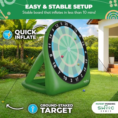 Swooc Games® - Bull Chipper™ | Giant Golf Darts with 10+ Golf Games | Backyard Game with Air Pump | Yard Game for Adults | Giant Outdoor Fun for Adults and Family | Outside Activity - Golf Chipper - size: XL - 8ft