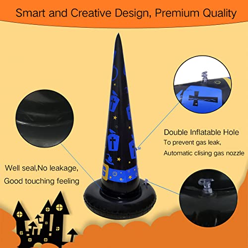 Poptrend 5PK Halloween Toys Halloween Games Inflatable Witch Hat Ring Toss Game, Inflatable Ring Toss Game with Air Pump. Games Toys for Kids Adults, Halloween Decorations (Witch Hat, 5PK)