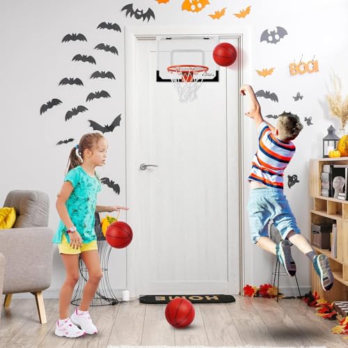 Indoor Mini Basketball Hoop Set for Kids - 17" x 12.5" Door Hoops Room&Wall Mounted with Complete Accessories Game Toys Balls Gifts Boys Teens - style: Basketball Hoop Set-Classic