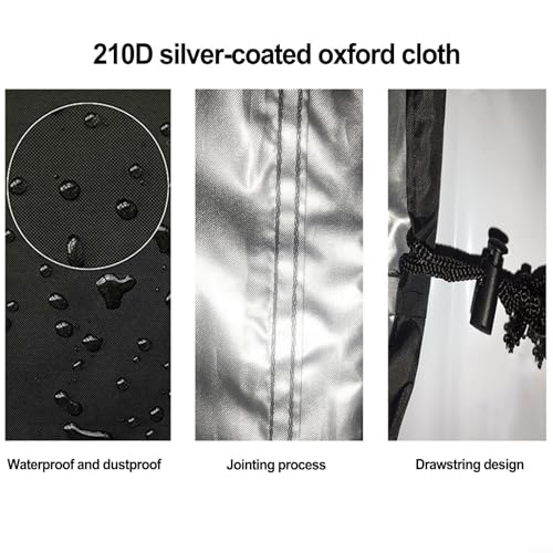 Oxford Cloth Billiard Pool Table Cover Waterproof Protective Dust Cover With Drawstring, For 8/9 Ft Tables Stitched Black Silver 210D(215x125x14CM)