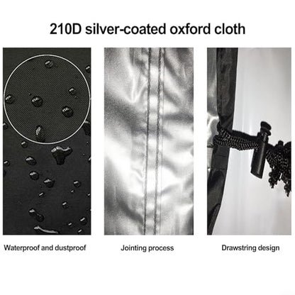 Oxford Cloth Billiard Pool Table Cover Waterproof Protective Dust Cover With Drawstring, For 8/9 Ft Tables Stitched Black Silver 210D(215x125x14CM)