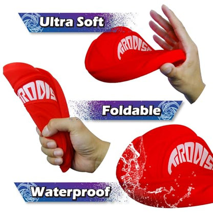 AMAZING TOYZ Tirodisc Frisbee 2-Pack- 20cm Easy Catch Foldable Pocket Flying Disc, Soft Silicone for Kids/Adults Beginner, Waterproof Beach Pool Outdoor Gift Age3+ - color: Red and Blue