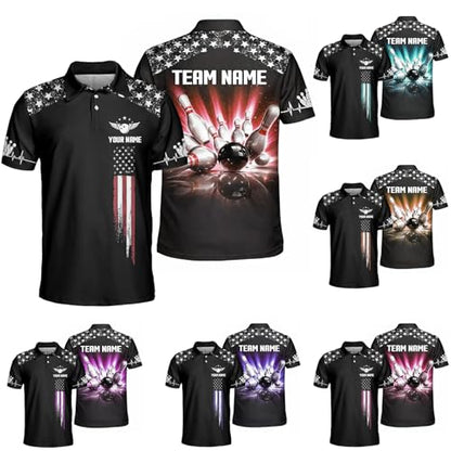 GABITA Personalized Bowling Jerseys for Men, Custom Bowling Shirts, Funny Bowling Shirts Gift for Bowler Team Player - color: A32