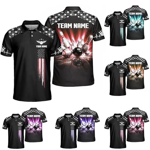 GABITA Personalized Bowling Jerseys for Men, Custom Bowling Shirts, Funny Bowling Shirts Gift for Bowler Team Player - color: A32