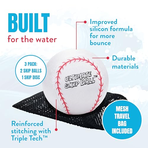 Activ Life The Ultimate Water Skip Balls, Water Bouncing Ball for Swimming Pool, Beach Toys for Friends, Family, Kids and Adults - style: Baseballs