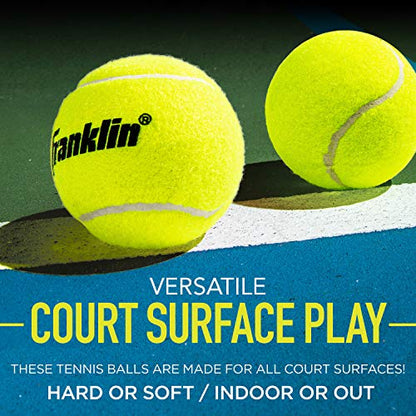 Franklin Sports Pressureless Tennis Balls - Official Size, Low Pressure - Great for Training + Practice - Low Bounce - All Court Surface - Carry Bag Included - style: 18 Balls