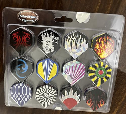 MaxMau Dart Flights,144 pcs Standard Shape Professional Flight Feather Replacement Tails Wing for Steel Tip and Soft Tip Darts