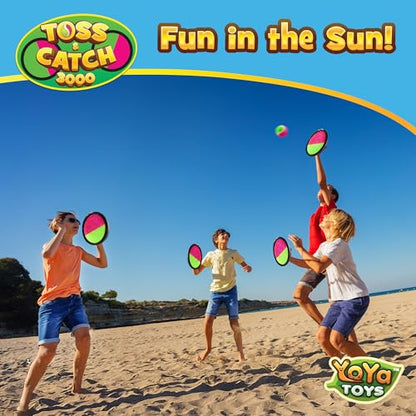 YoYa Toys Toss and Catch Ball Game Toy Set - 4 Paddles & 4 Sticky Balls - Fun Kids Outdoor Games Activity for Backyard, Beach, Park, Camping - Gift for Boys & Girls Ages 4 5 6 7 8 9 10 11 12 Year Old - style: 4 Paddles + 4 Balls