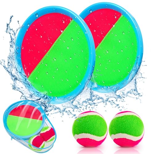 Toss and Catch Ball Game for Kids Ages 3-12, Outdoor Toys for Beach Pool Yard, Boys Birthday Gift, 2 Paddles 2 Sticky Balls - color: Blue, style: 2 paddles 2 balls